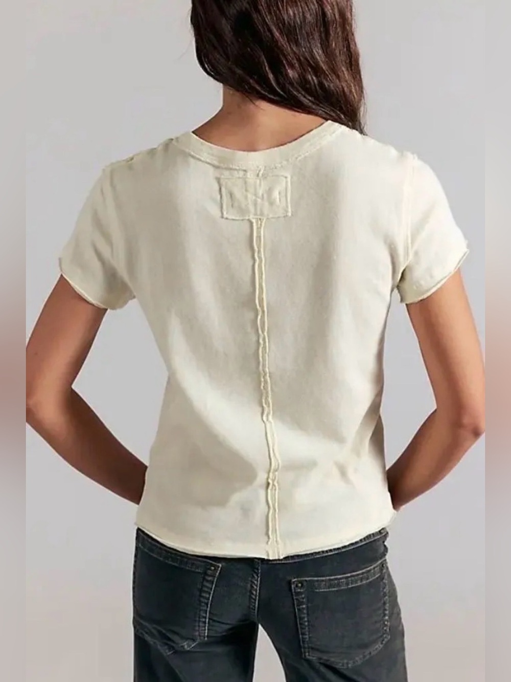 FREE PEOPLE We The Free Embroidered Fur Friend Tee in Westie Ivory Sz Small NWT - Picture 8 of 8
